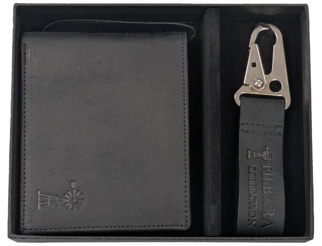 Pilbara Leather Wallet & Leather Keychain