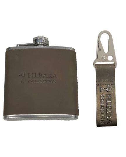 Pilbara Leather Keychain & Hip Flask