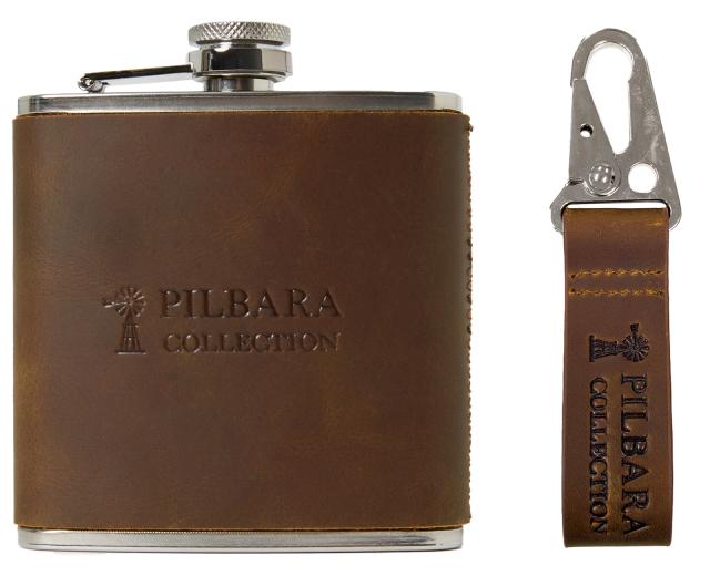 Pilbara Leather Keychain & Hip Flask Pilbara Leather Keychain & Hip Flask