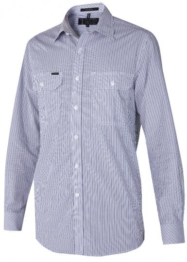 Pilbara Mens Y/D Stripe, Dual Pocket, L/S Shirt