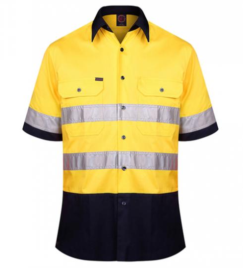 2 Tone Open Front Shirt S/S 50MM Reflective Tape