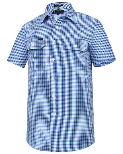 Pilbara Men's Y/D Check, Dual Pocket, S/S Shirt