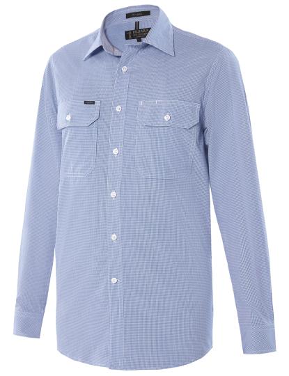 Pilbara Men's Y/D Check, Dual Pocket, L/S Shirt