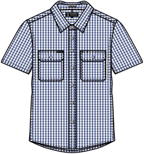 Pilbara Men's Y/D Check, Dual Pocket, S/S Shirt