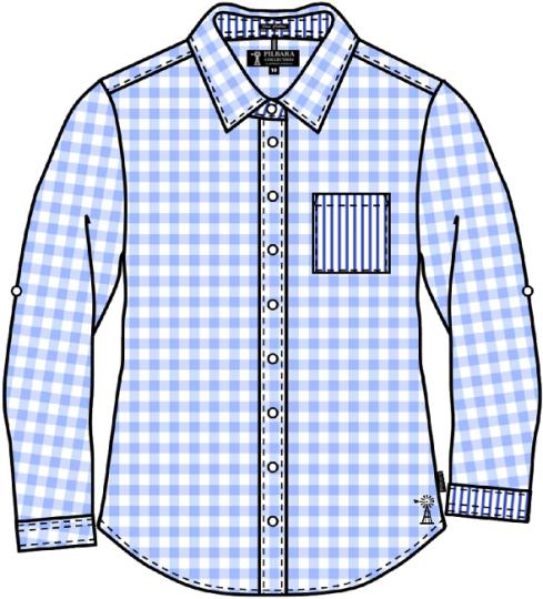 Pilbara Women's Y/D Check Stripe L/S Shirt