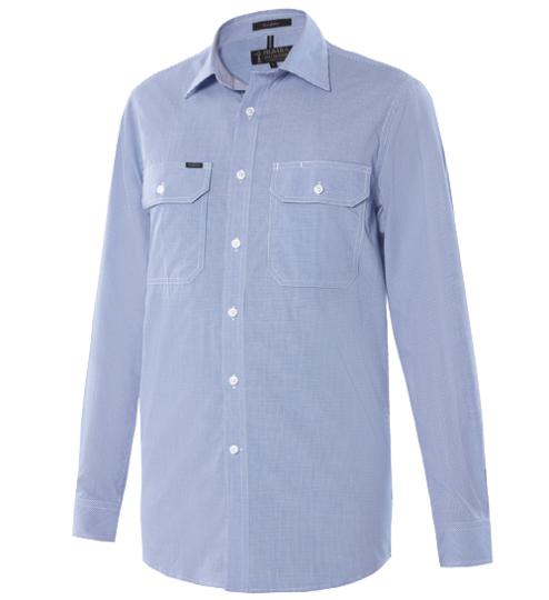 Pilbara Men's Y/D Check, Dual Pocket, L/S Shirt