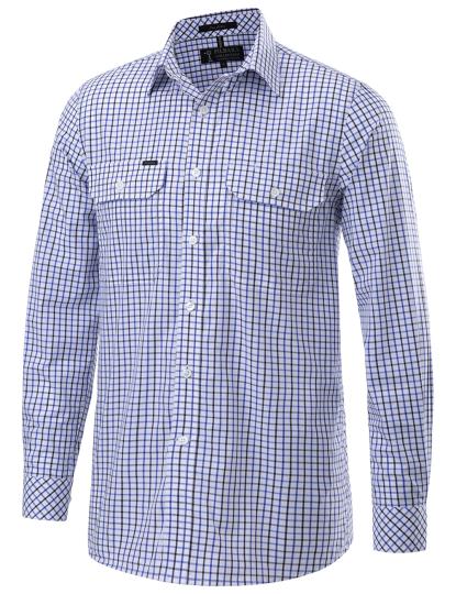 Pilbara Men's Y/D Check, Dual Pocket, L/S Shirt