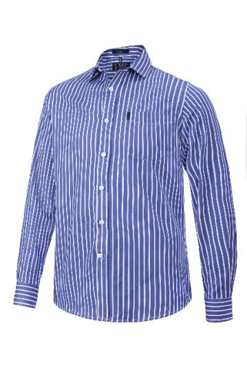 Pilbara Men's Y/D Stripe, Single Pocket, L/S Shirt