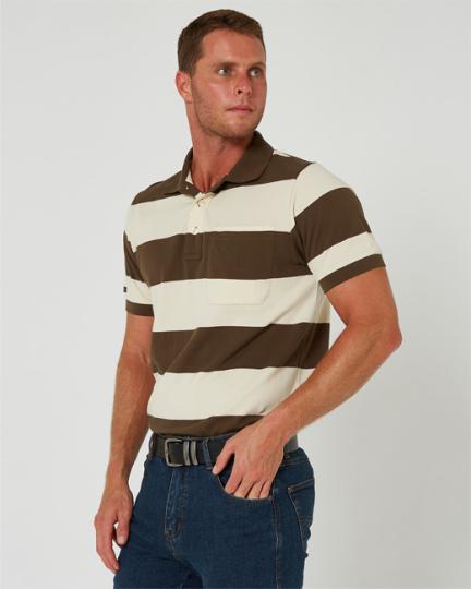 Pilbara Men's Y/D Striped Pocket Polo