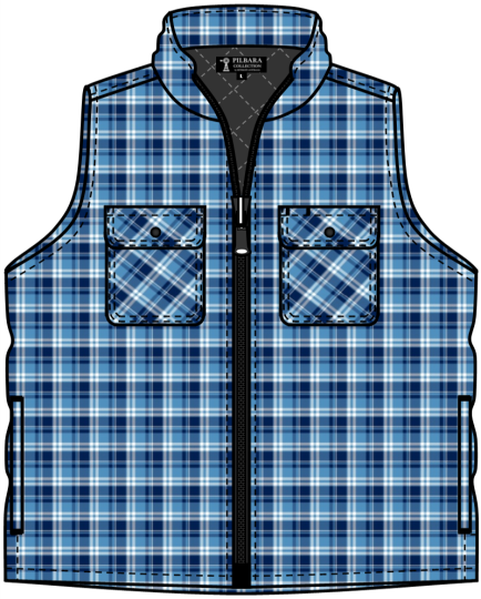 Flannelette Quilted Vest Men's Zipper Front