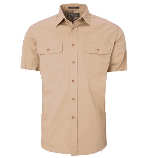 Mens Pilbara Open Front S/S Shirt